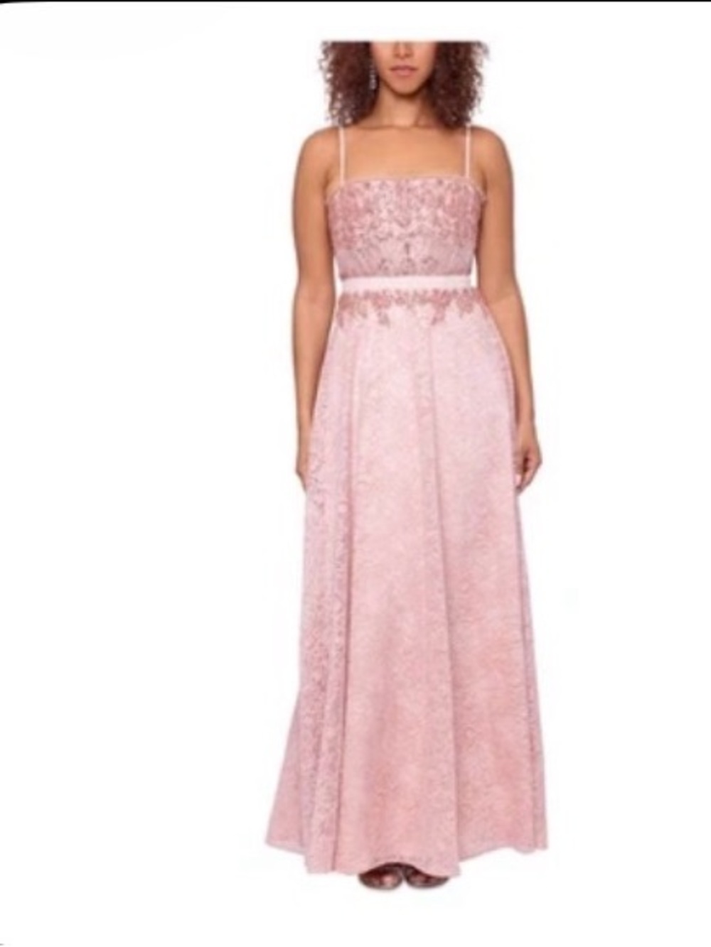 Betsy & Adam Blush Pink Lace Maxi Dress